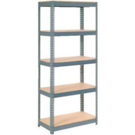 GLOBAL EQUIPMENT Extra Heavy Duty Shelving 36"W x 12"D x 72"H With 5 Shelves, Wood Deck, Gry 717144